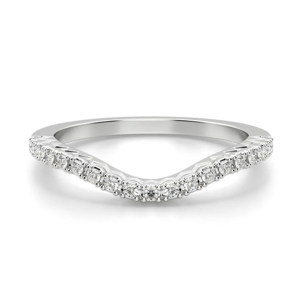 Round Cut Moissanite Curved Wedding Ring