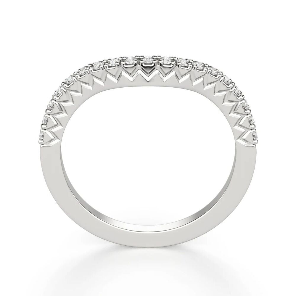 Round Cut Moissanite Curved Wedding Ring