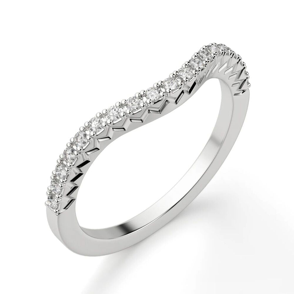 Round Cut Moissanite Curved Wedding Ring