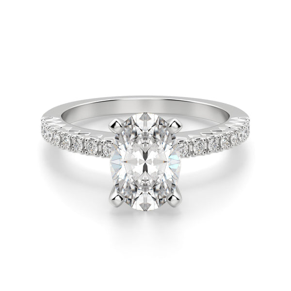 Moissanite Oval Cut Pave Set Engagement Ring