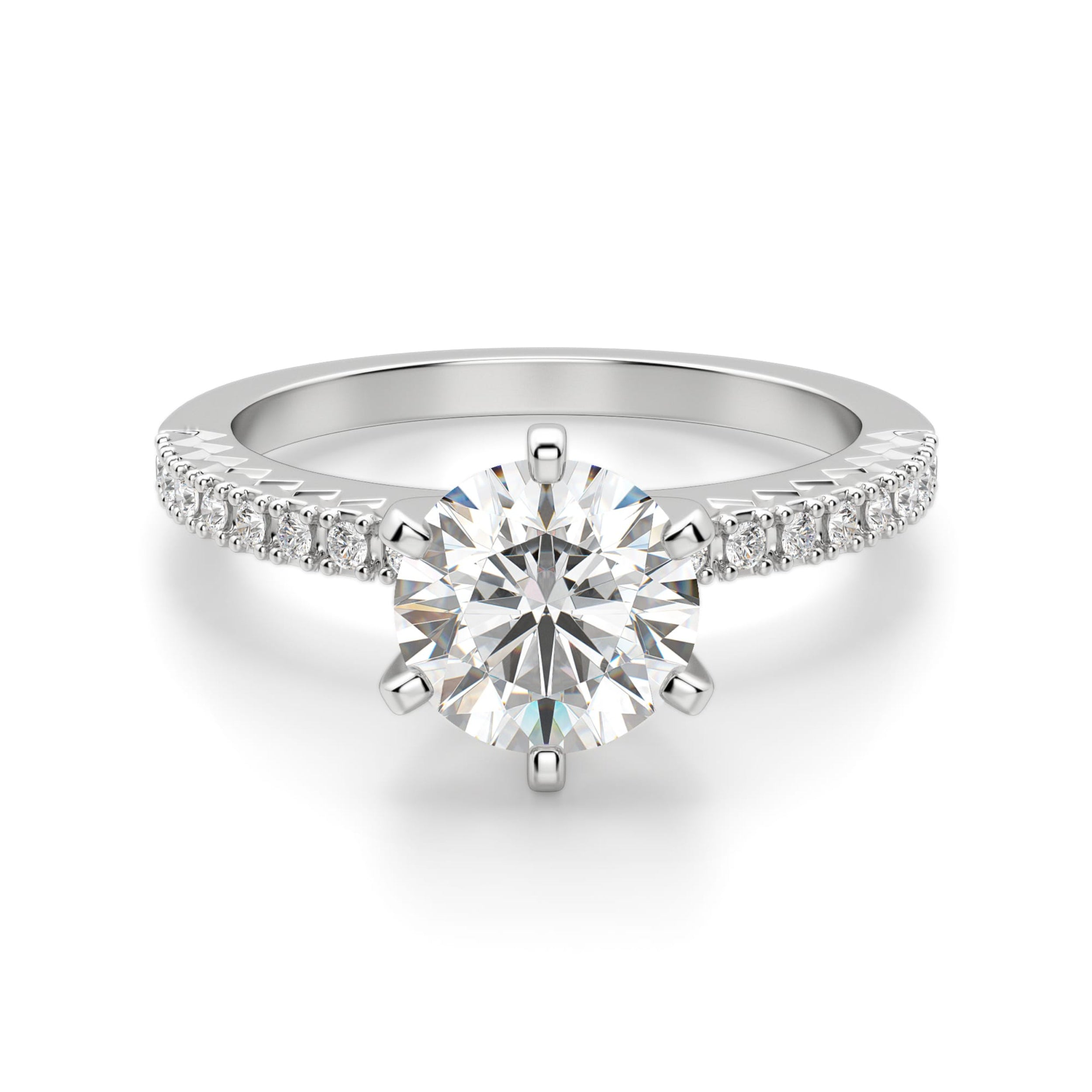 Round Cut Pave Set Engagement Ring for Women's