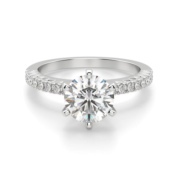 Round Cut Pave Set Engagement Ring for Women's