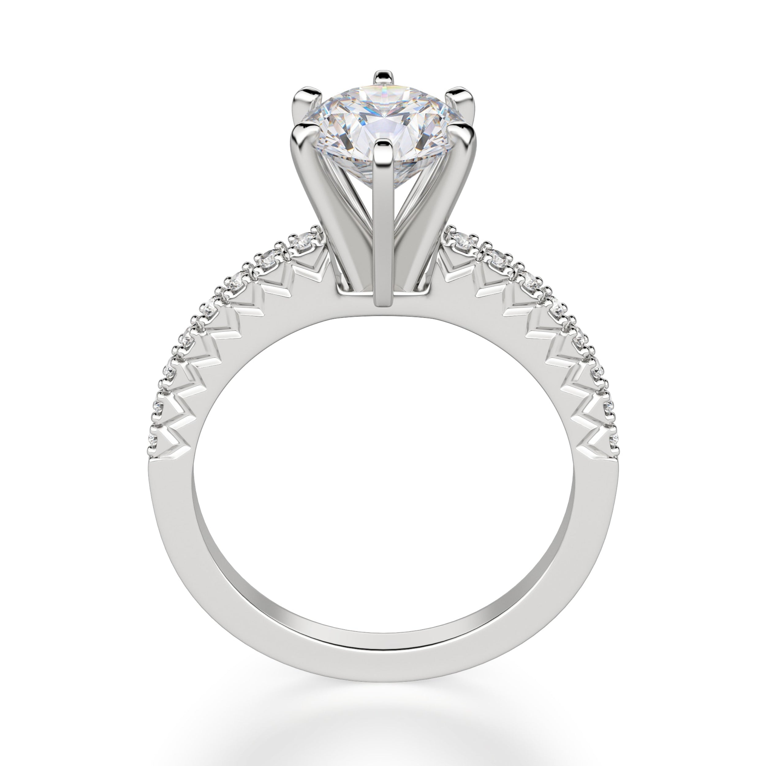 Round Cut Pave Set Engagement Ring for Women's
