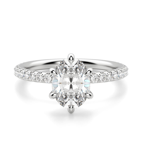 Oval Cut Moissanite Pave Set Engagement Ring