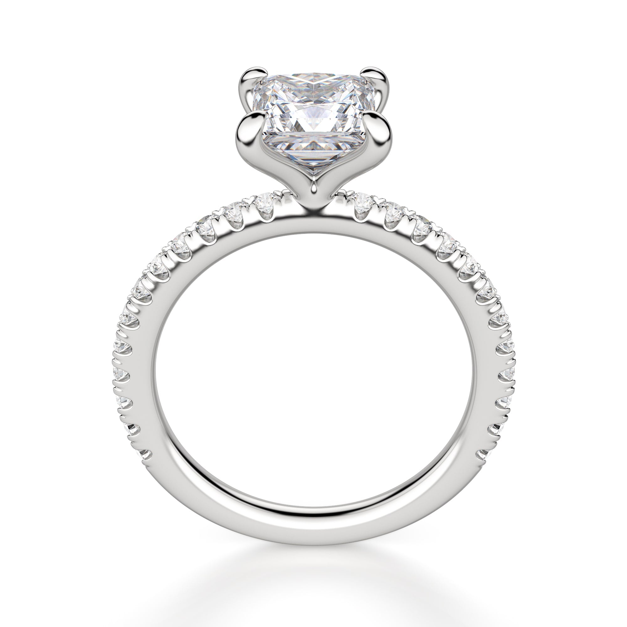 Pave Set Moissanite Princess Cut Engagement Ring