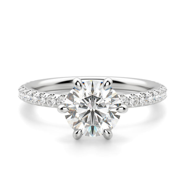Brilliant Round Cut Pave Set Moissanite Engagement Rings
