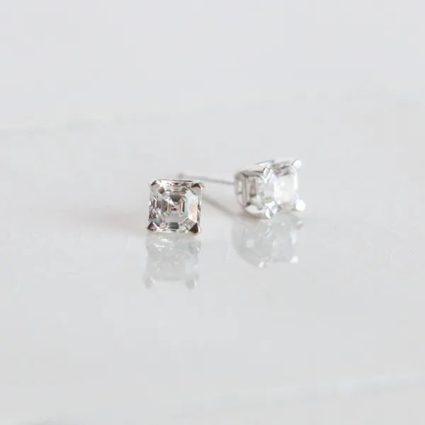 Basket Set Asscher Cut Stud Earrings