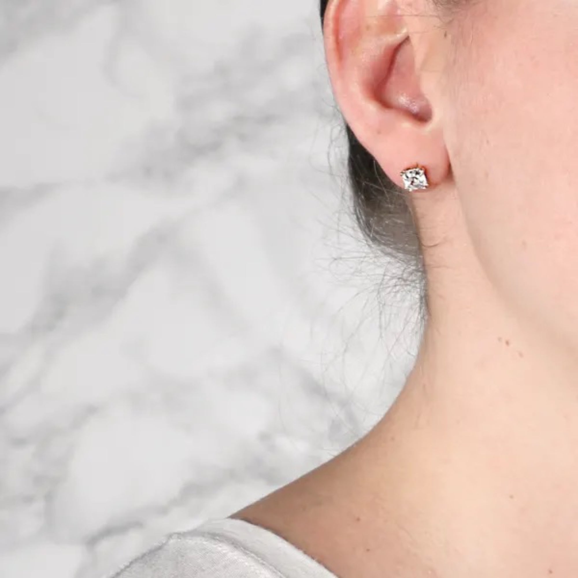 Asscher Cut Prong Set Stud Earrings
