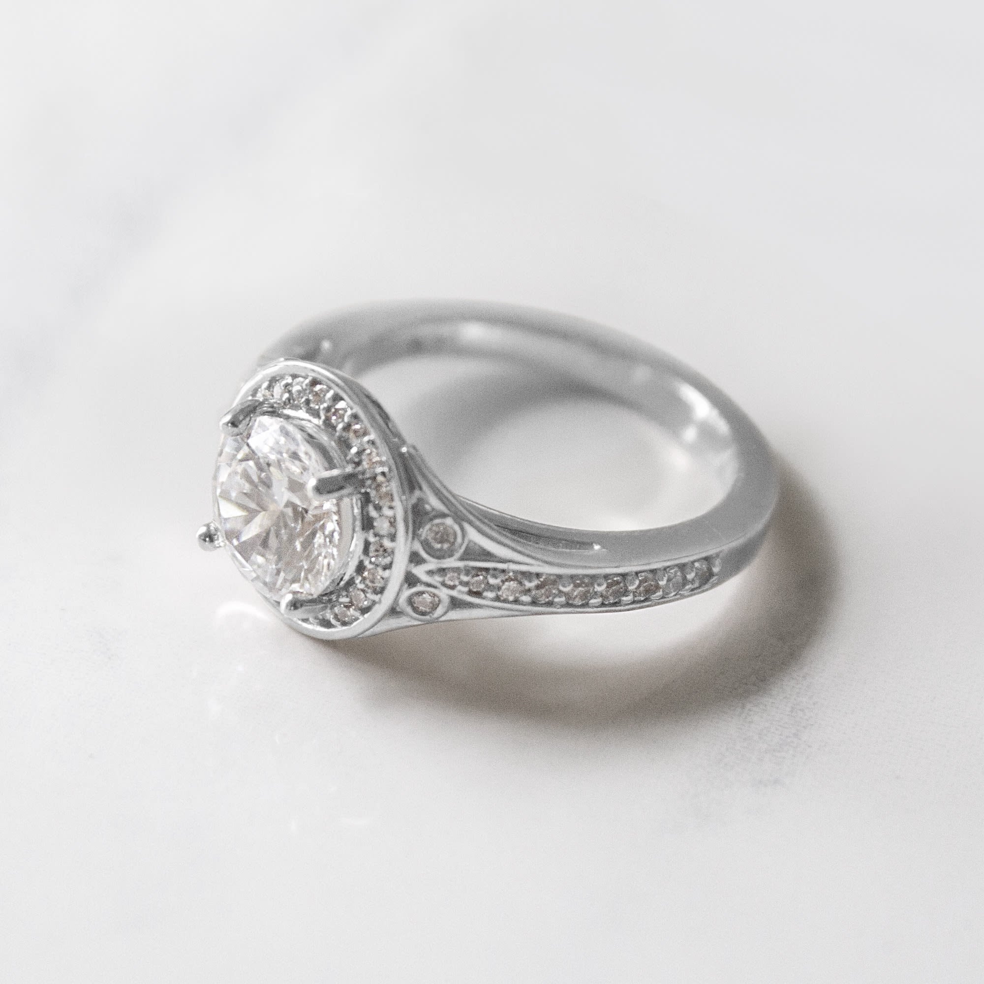 Round Brilliant Cut Moissanite Vintage Engagement Ring