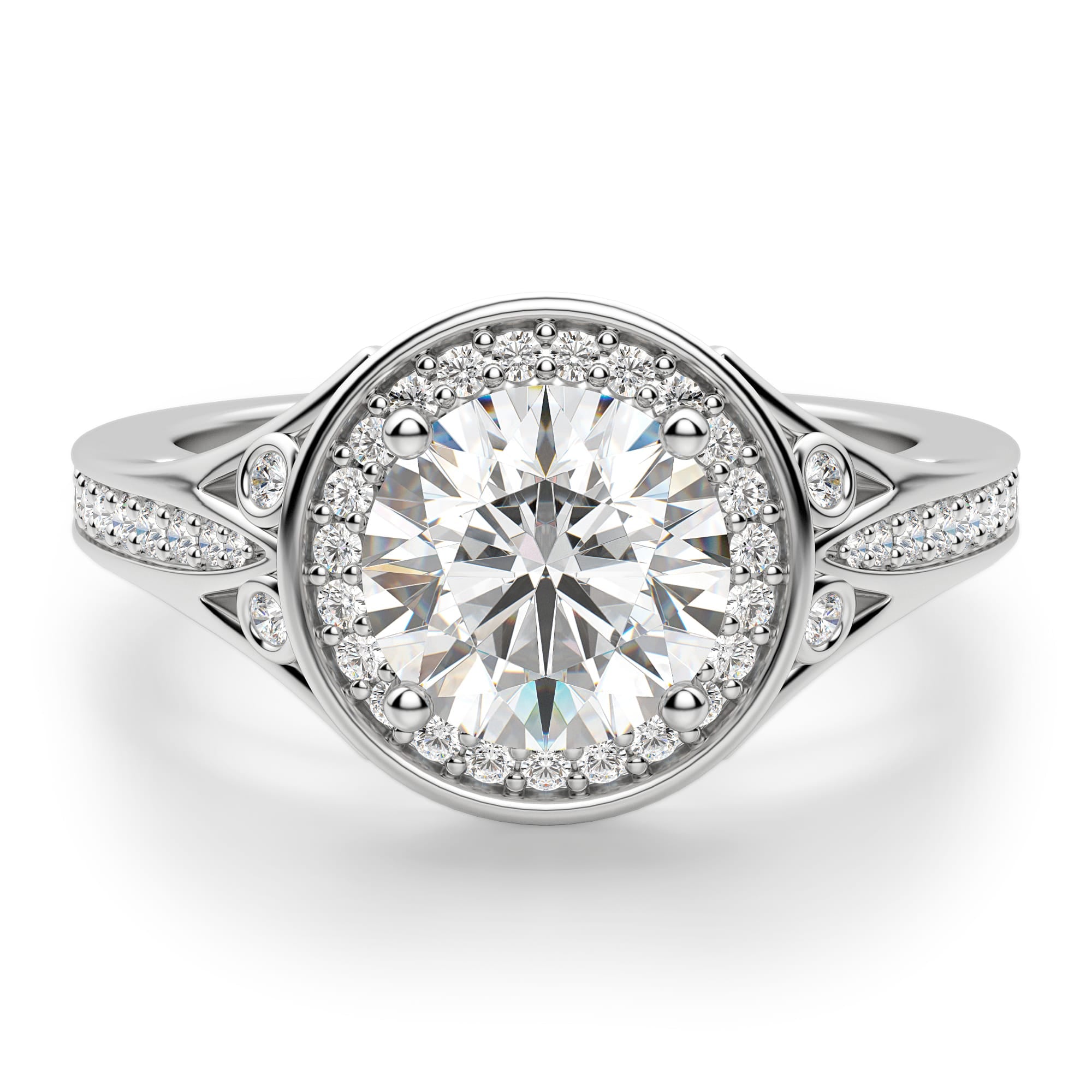 Round Brilliant Cut Moissanite Vintage Engagement Ring