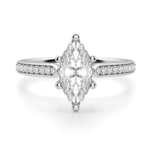Marquise Cut Pave Set Moissanite Engagement Ring