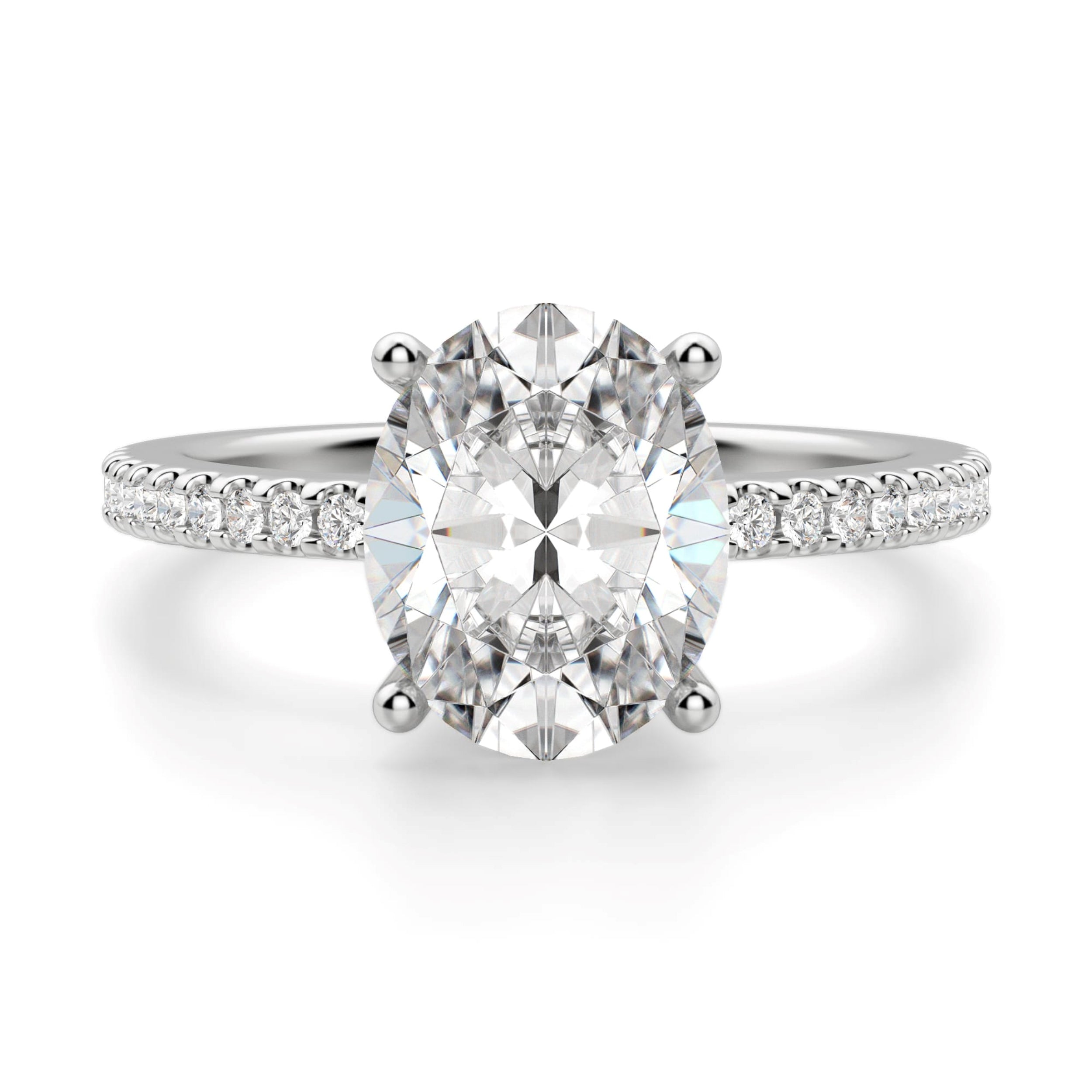 Oval Cut Moissanite Pave Set Engagement Ring