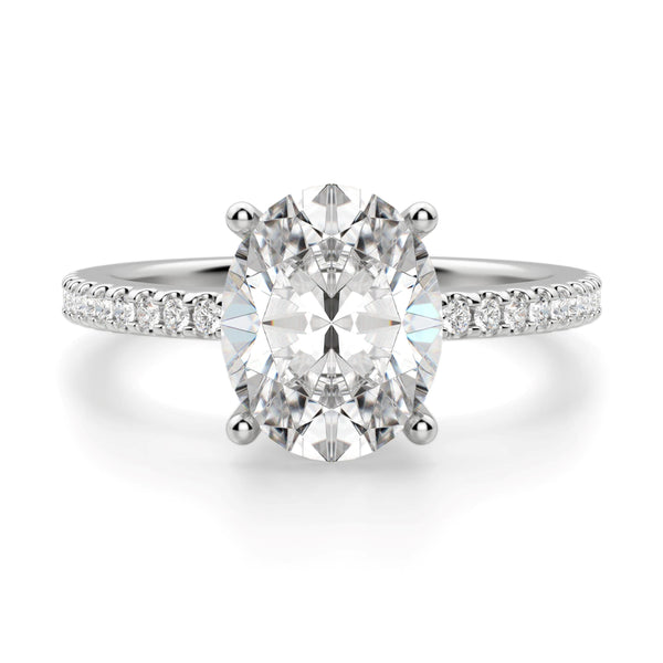 Oval Cut Moissanite Pave Set Engagement Ring
