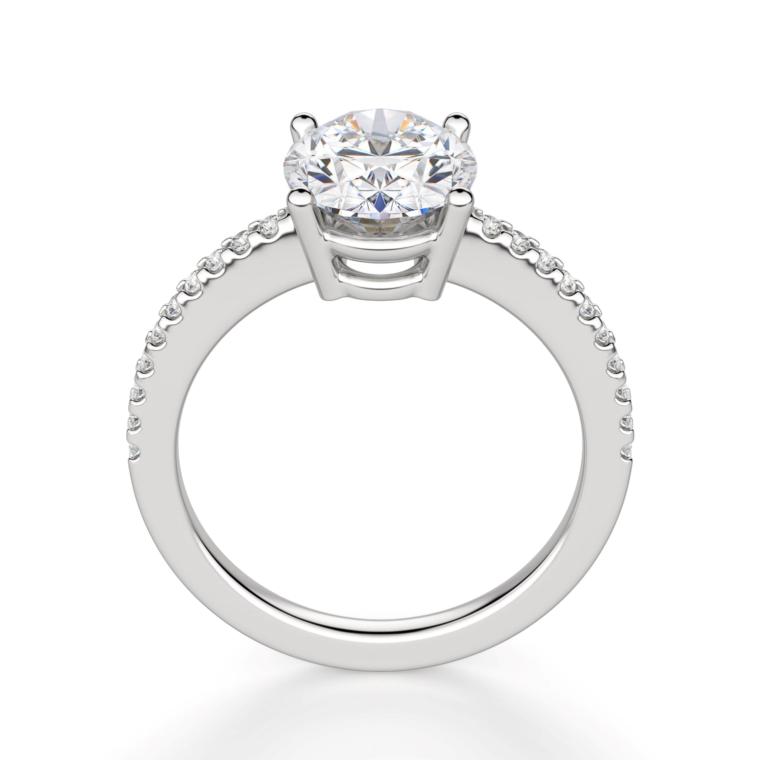 Oval Cut Moissanite Pave Set Engagement Ring