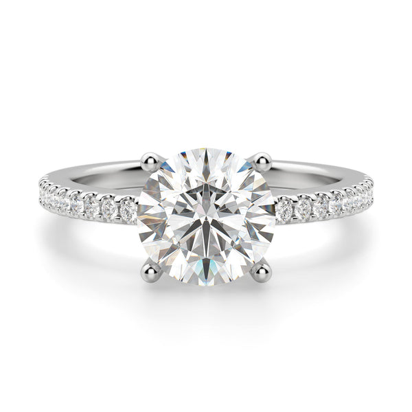 Brilliant Round Cut Pave Set Moissanite Engagement Ring