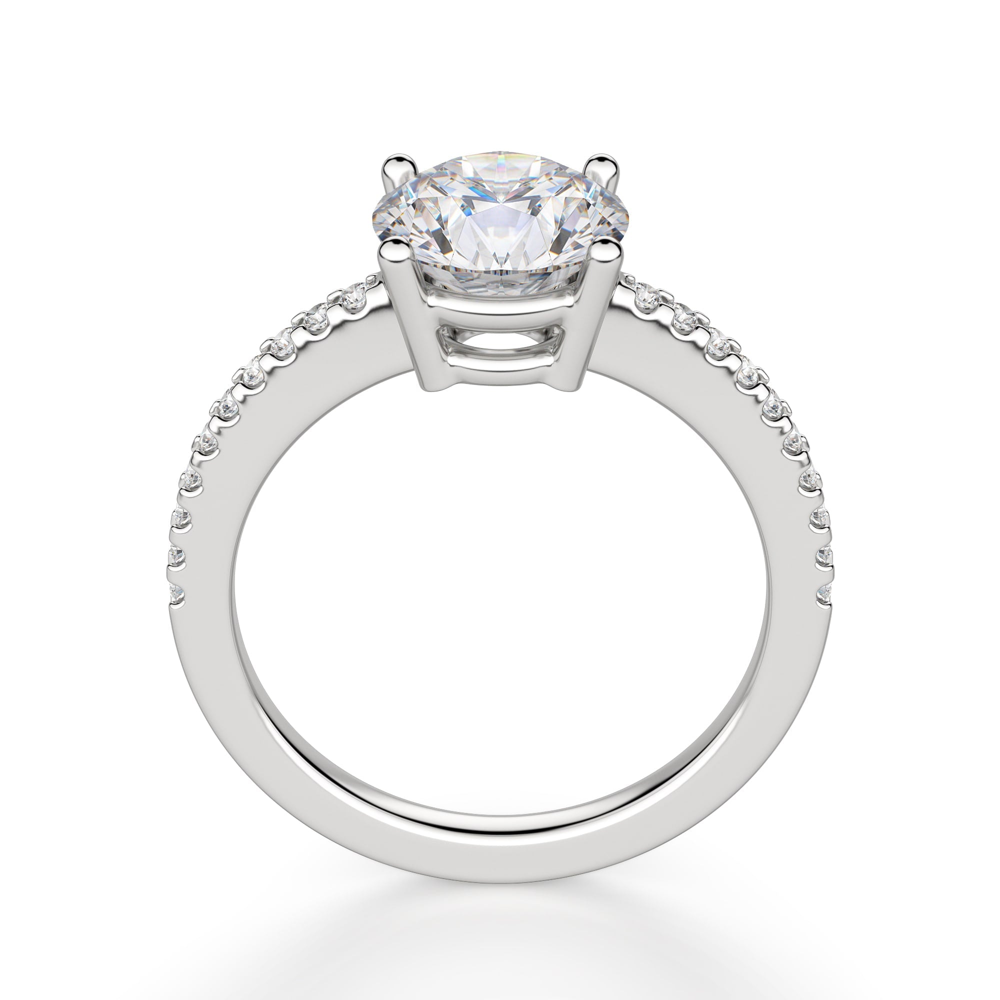 Brilliant Round Cut Pave Set Moissanite Engagement Ring