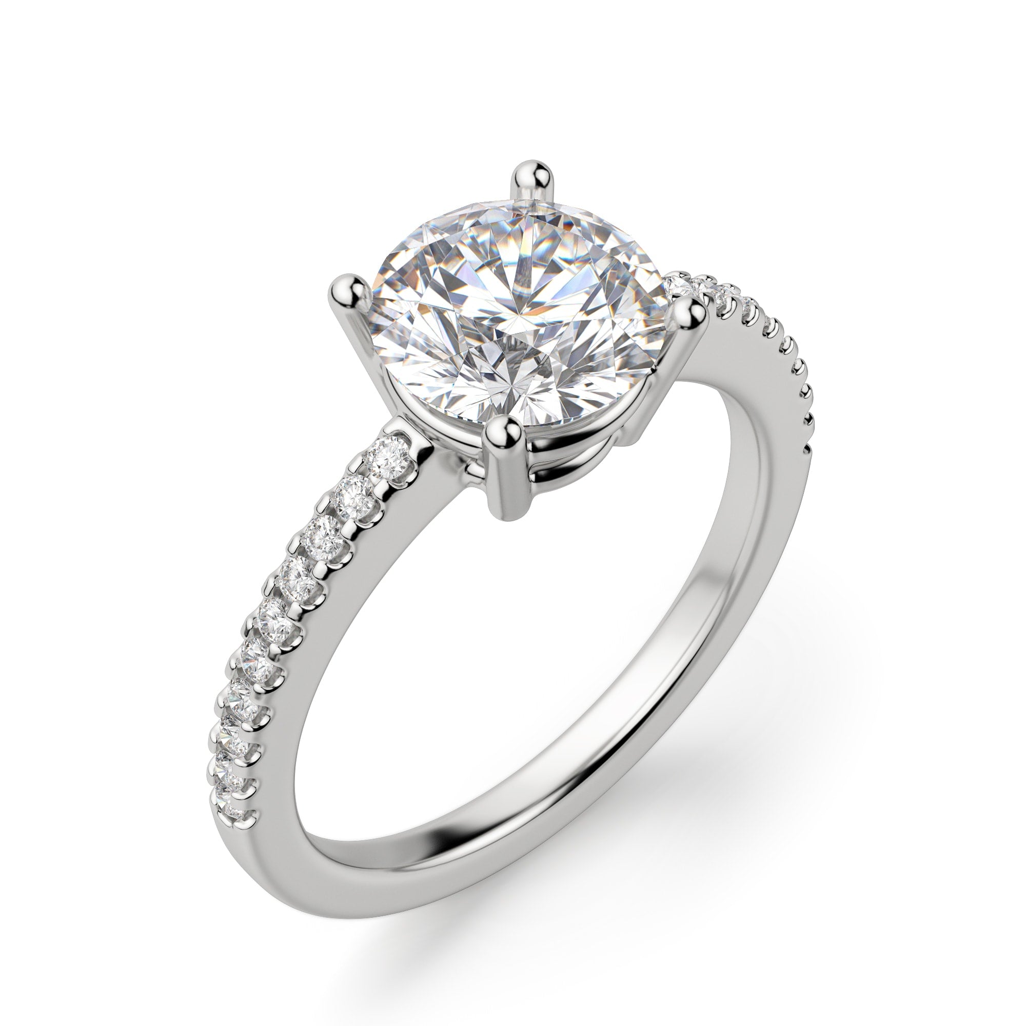 Brilliant Round Cut Pave Set Moissanite Engagement Ring