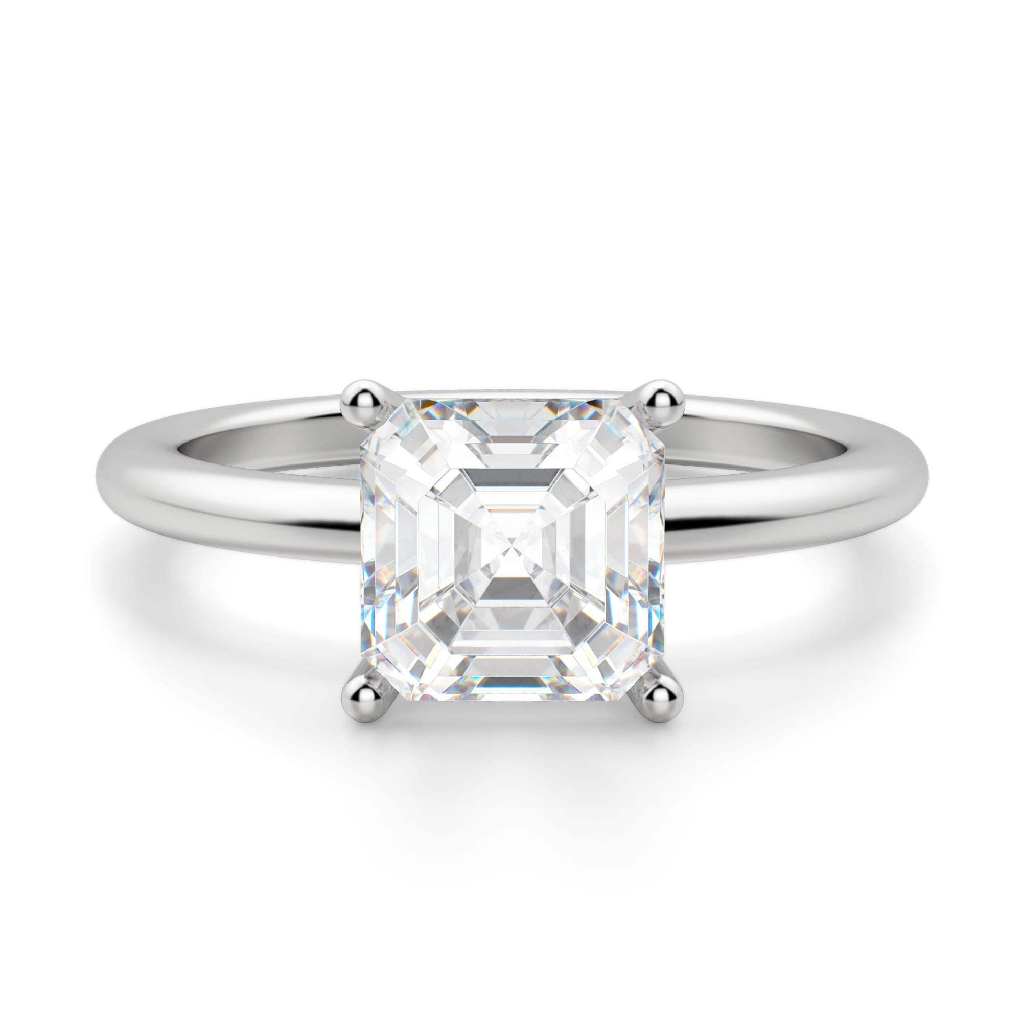 Moissanite Asscher Cut Basket Set Solitaire Engagement Ring