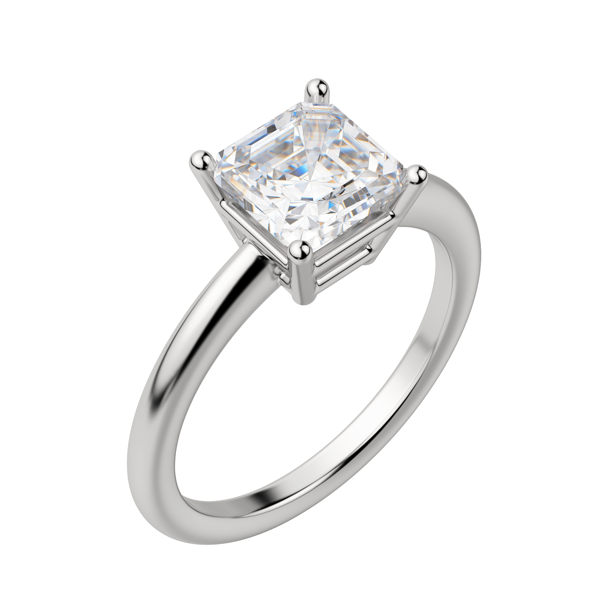 Moissanite Asscher Cut Basket Set Solitaire Engagement Ring