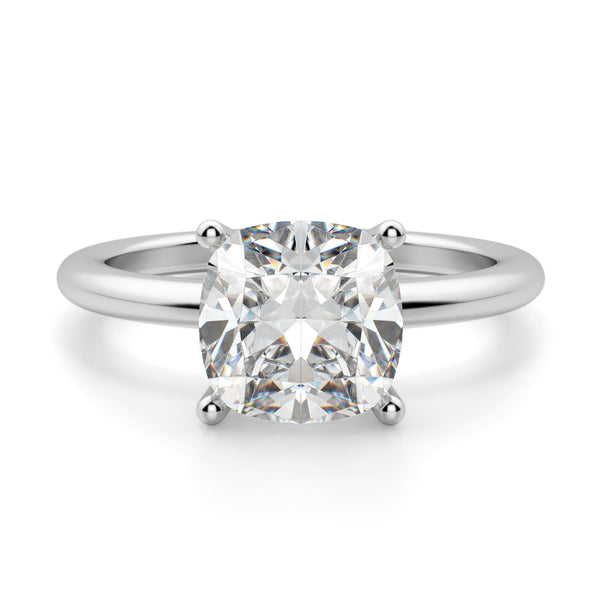 Cushion Cut Basket Set Solitaire Moissanite Engagement Ring