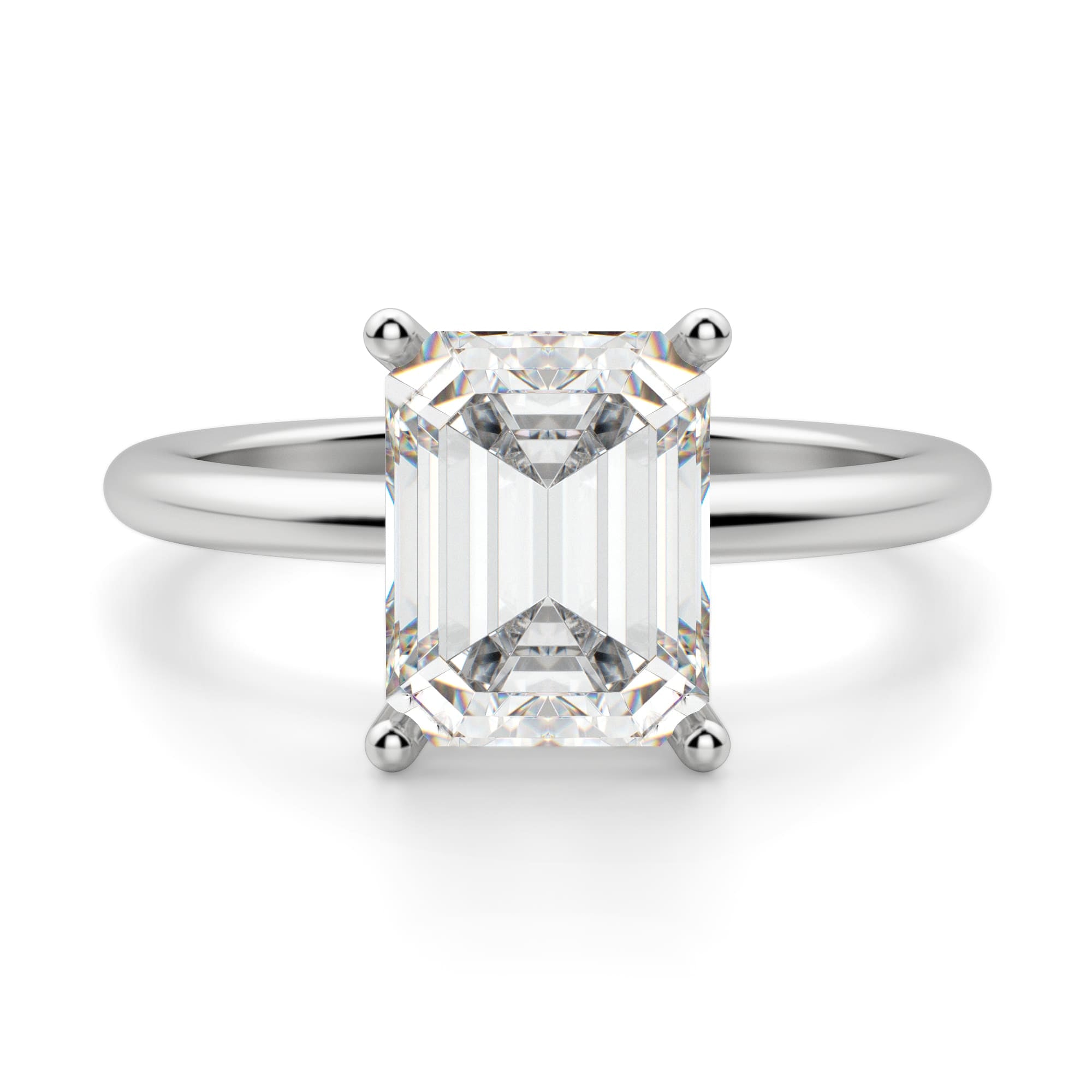 Emerald Cut Basket Set Solitaire Engagement Ring