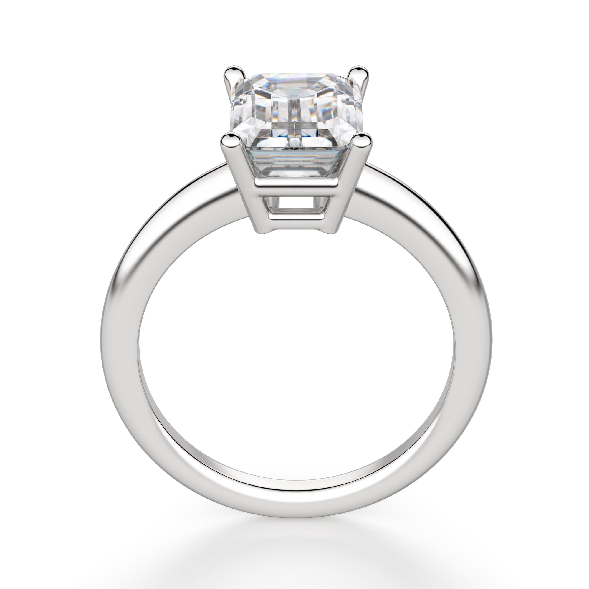 Emerald Cut Basket Set Solitaire Engagement Ring