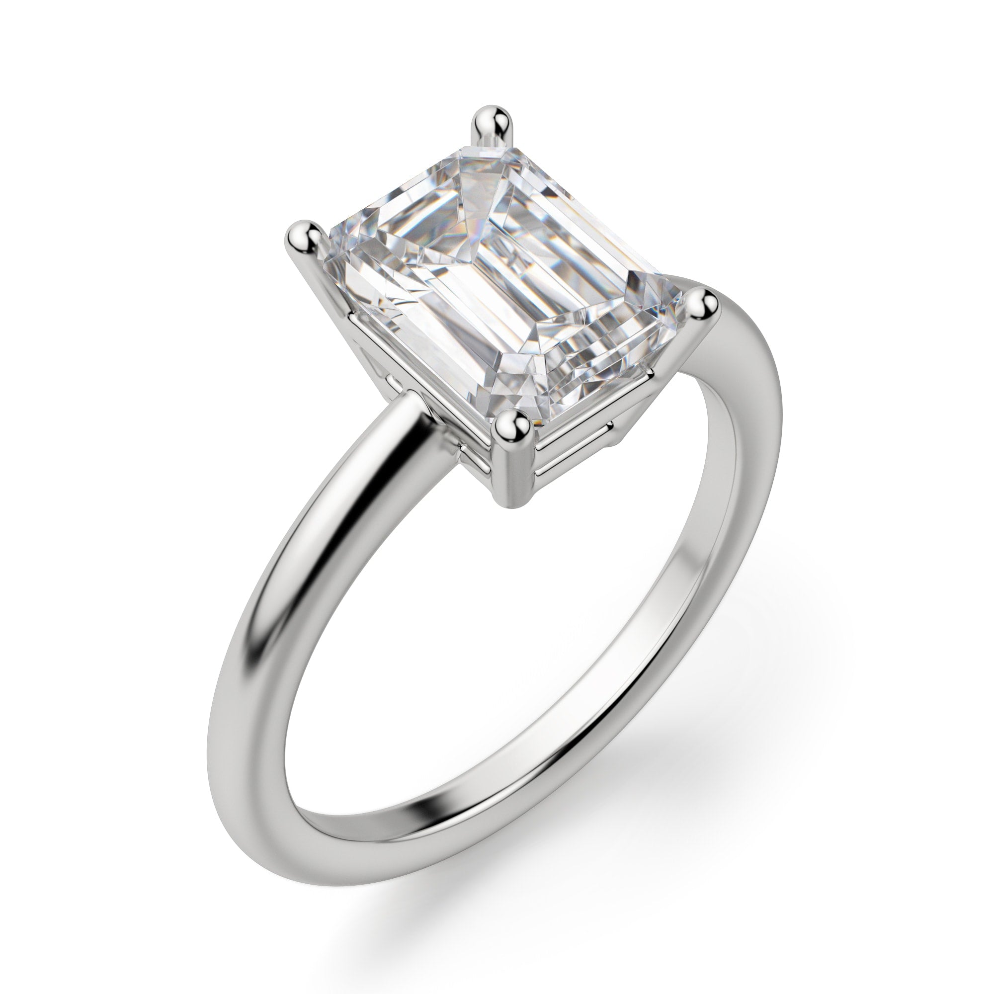 Emerald Cut Basket Set Solitaire Engagement Ring