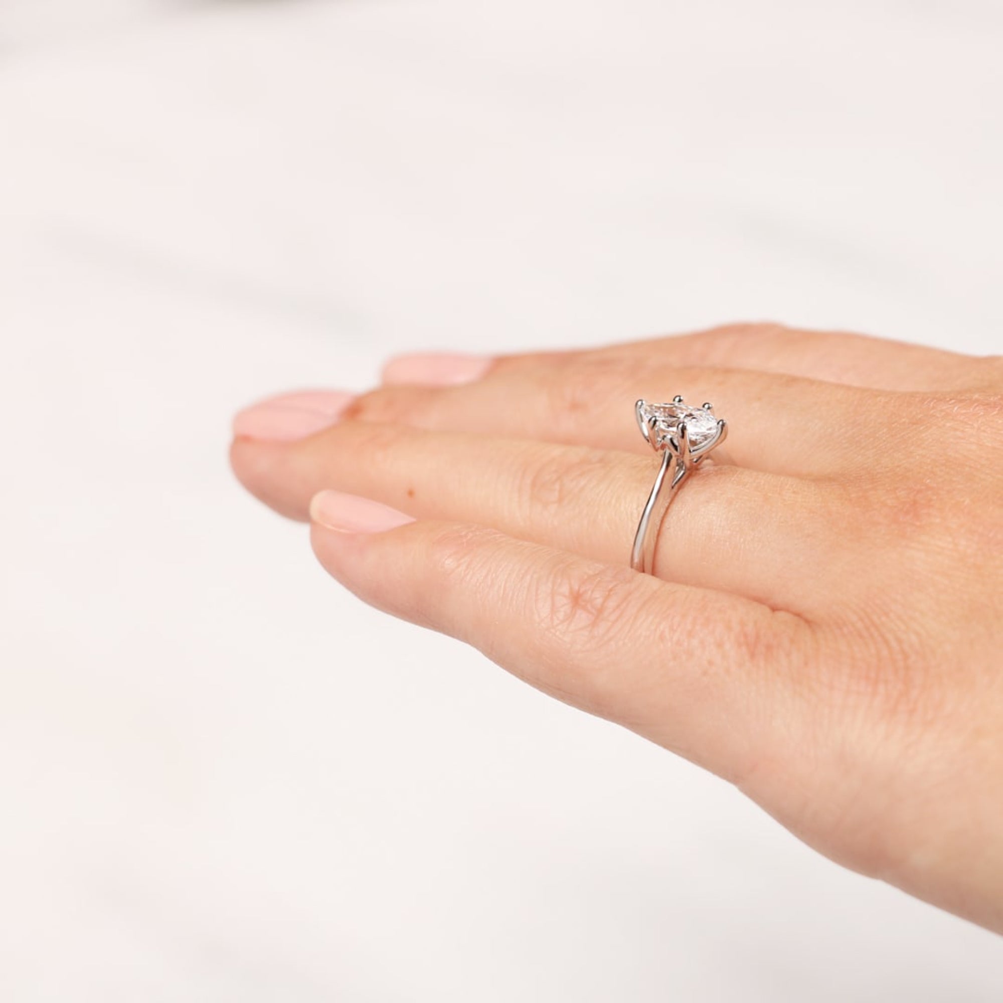 Pave Set Marquise Cut Lab Grown Diamond  Engagement Ring