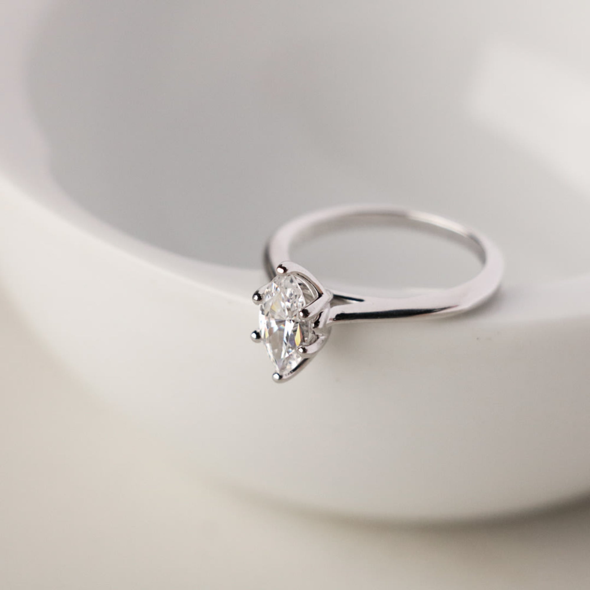 Marquise Cut Moissanite Solitaire Engagement Ring