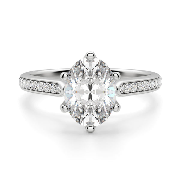 Oval Cut Pave Set Moissanite Engagement Ring