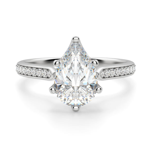 Moissanite Pear Cut Pave Set Moissanite Engagement Ring