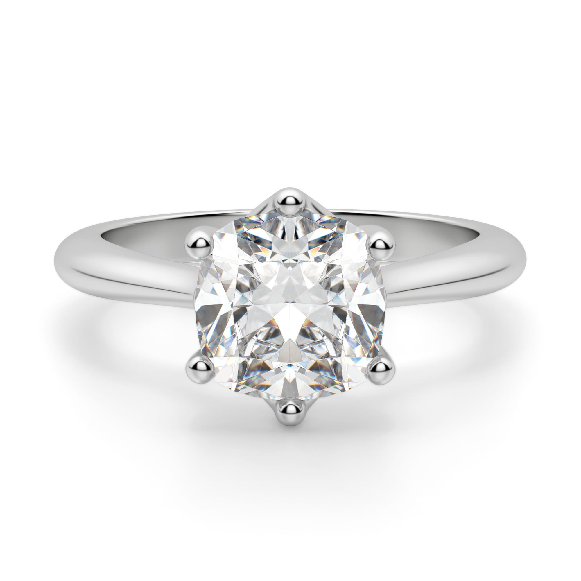 Six Prong Set Cushion Cut Solitaire Ring