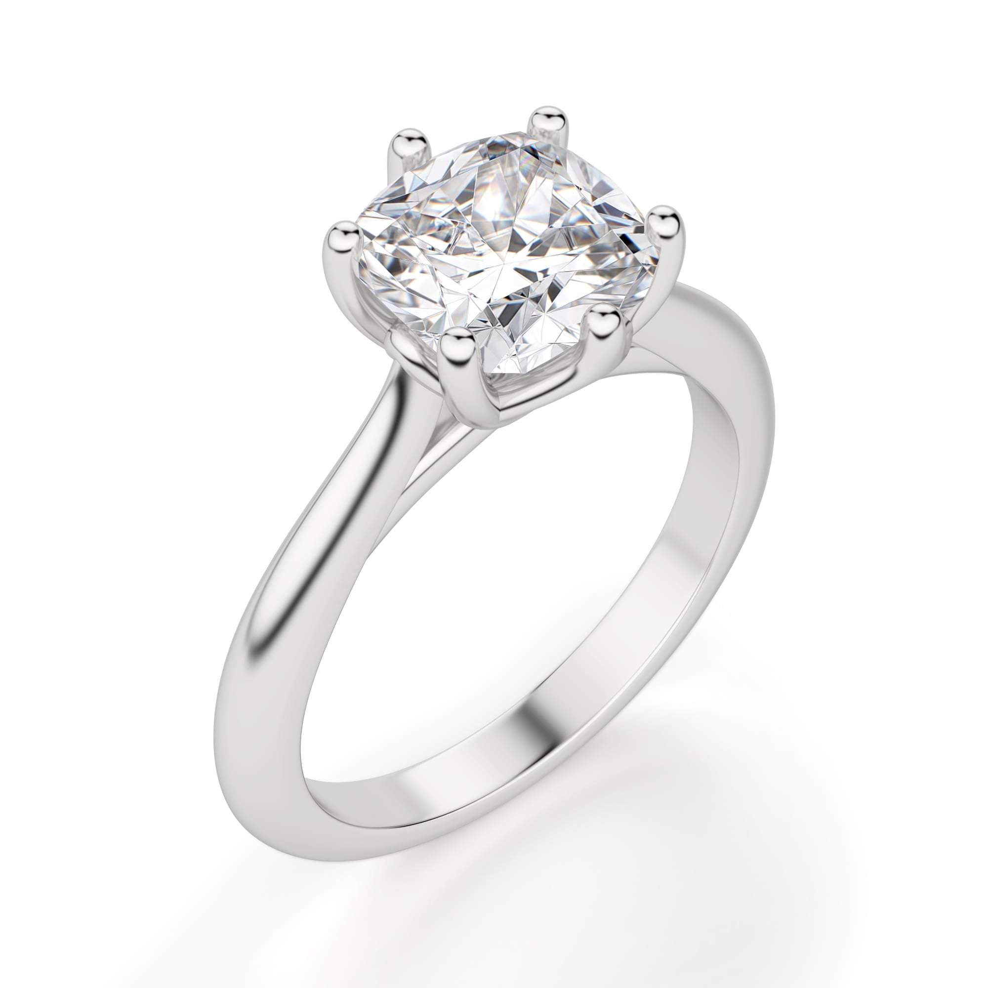 Six Prong Set Cushion Cut Solitaire Ring