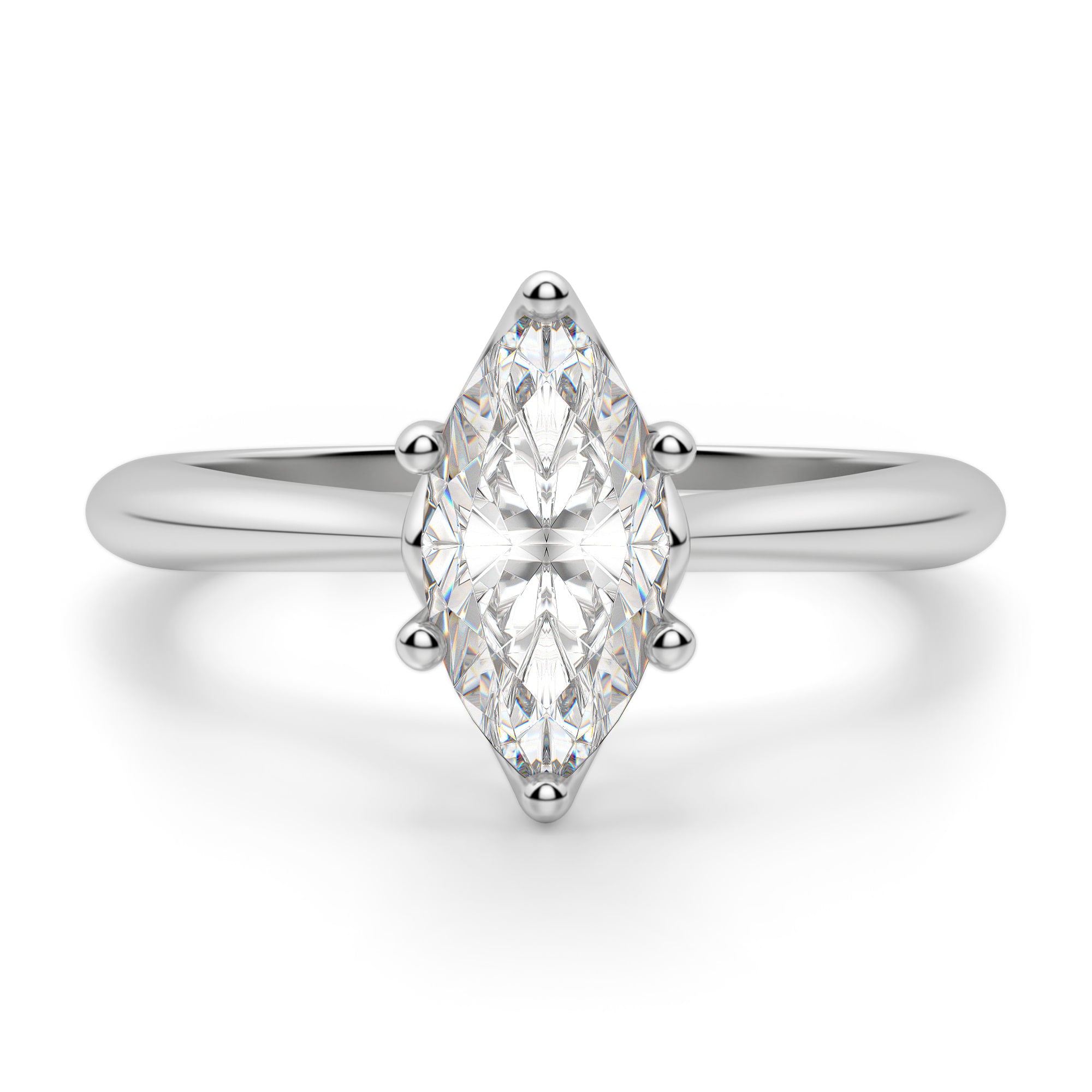 Marquise Cut Moissanite Solitaire Engagement Ring