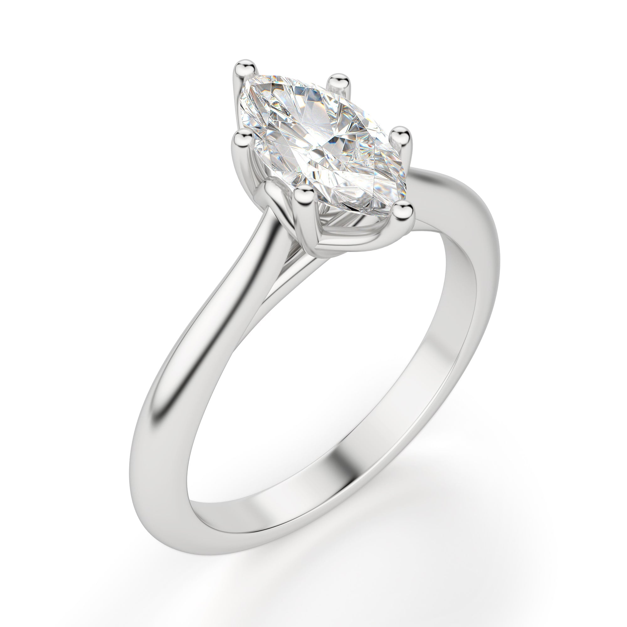 Marquise Cut Moissanite Solitaire Engagement Ring