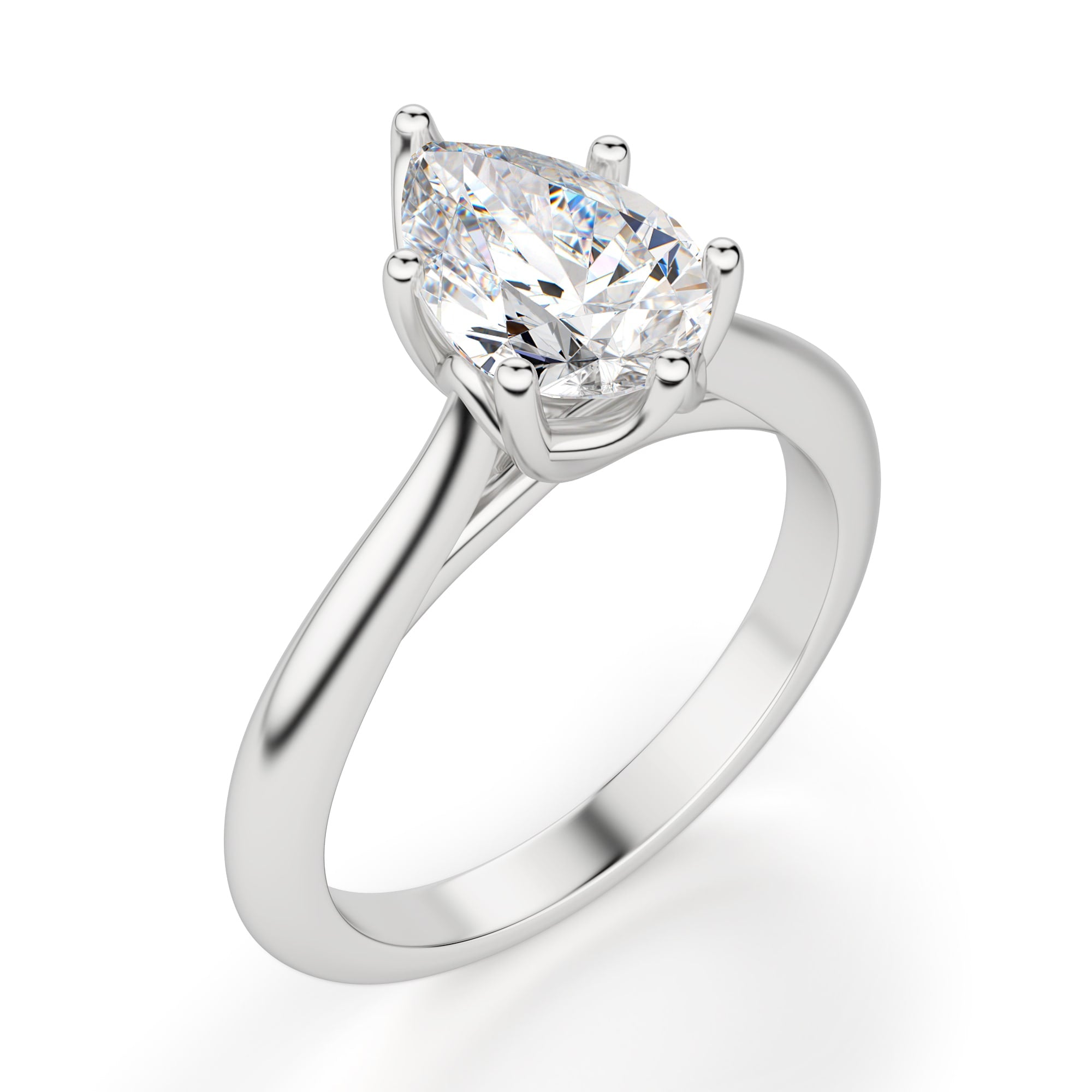 Six Prong Set Pear Cut Solitaire Engagement Ring