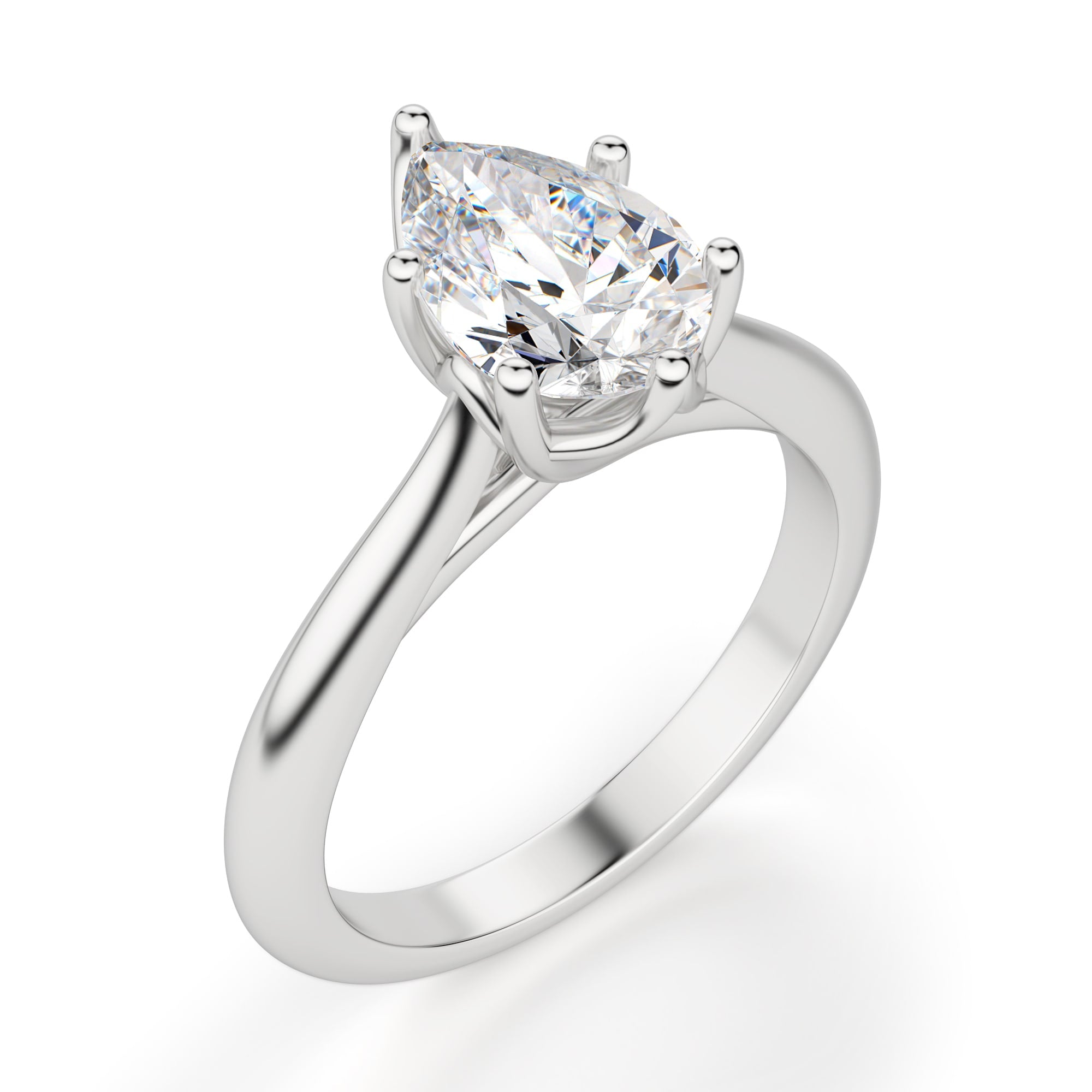 Pear Cut Moissanite Solitaire Engagement Ring