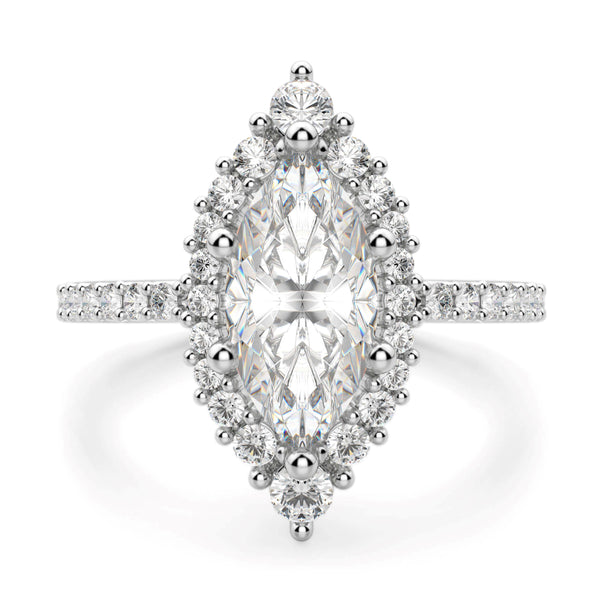 Marquise Cut Halo Engagement Ring