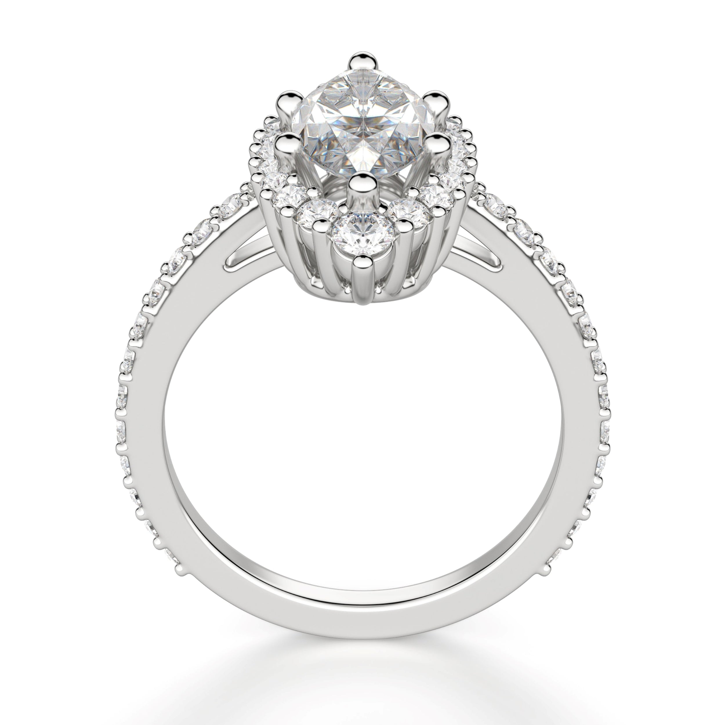Moissanite Marquise Cut Halo Engagement Ring