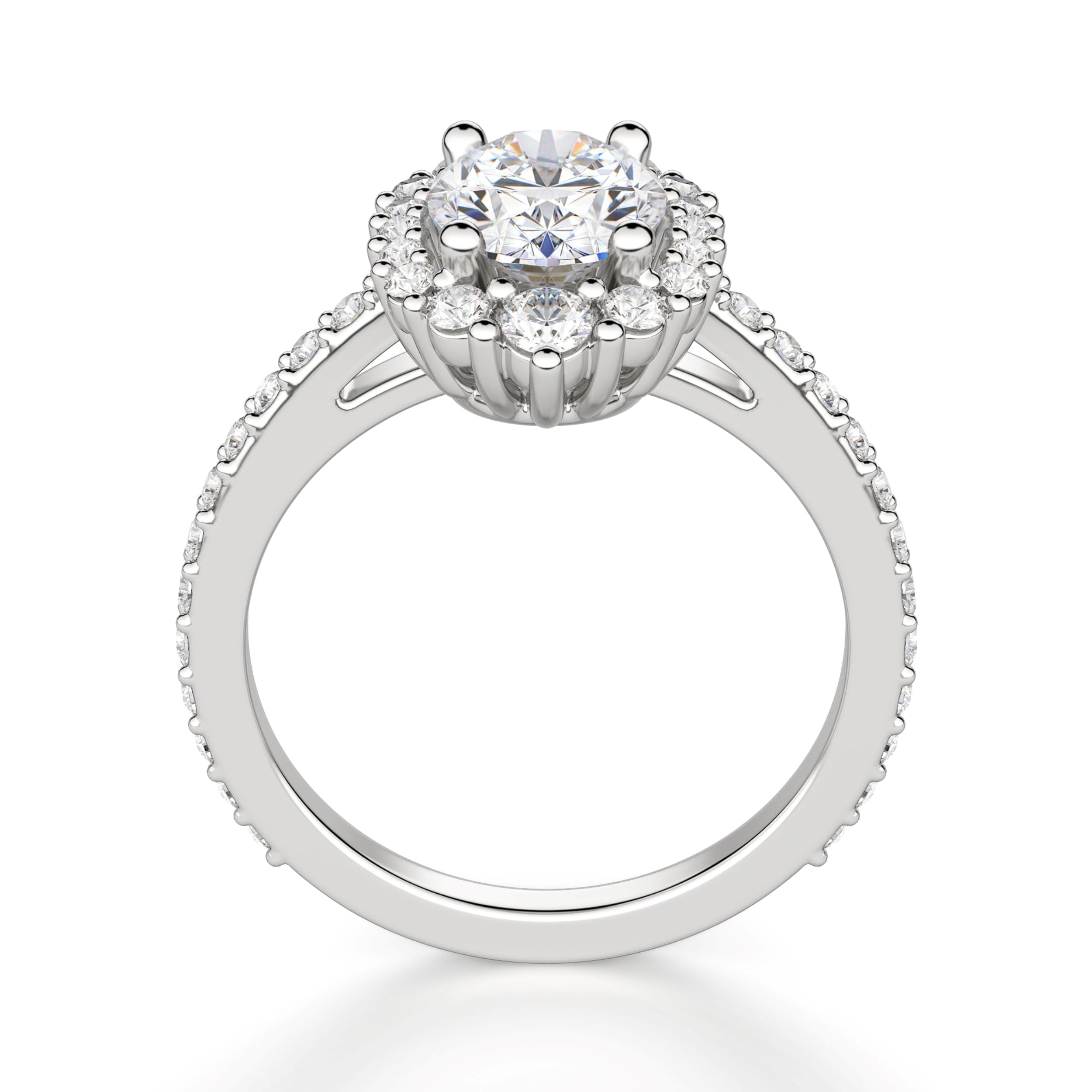 Oval Cut Halo Moissanite Engagement Ring