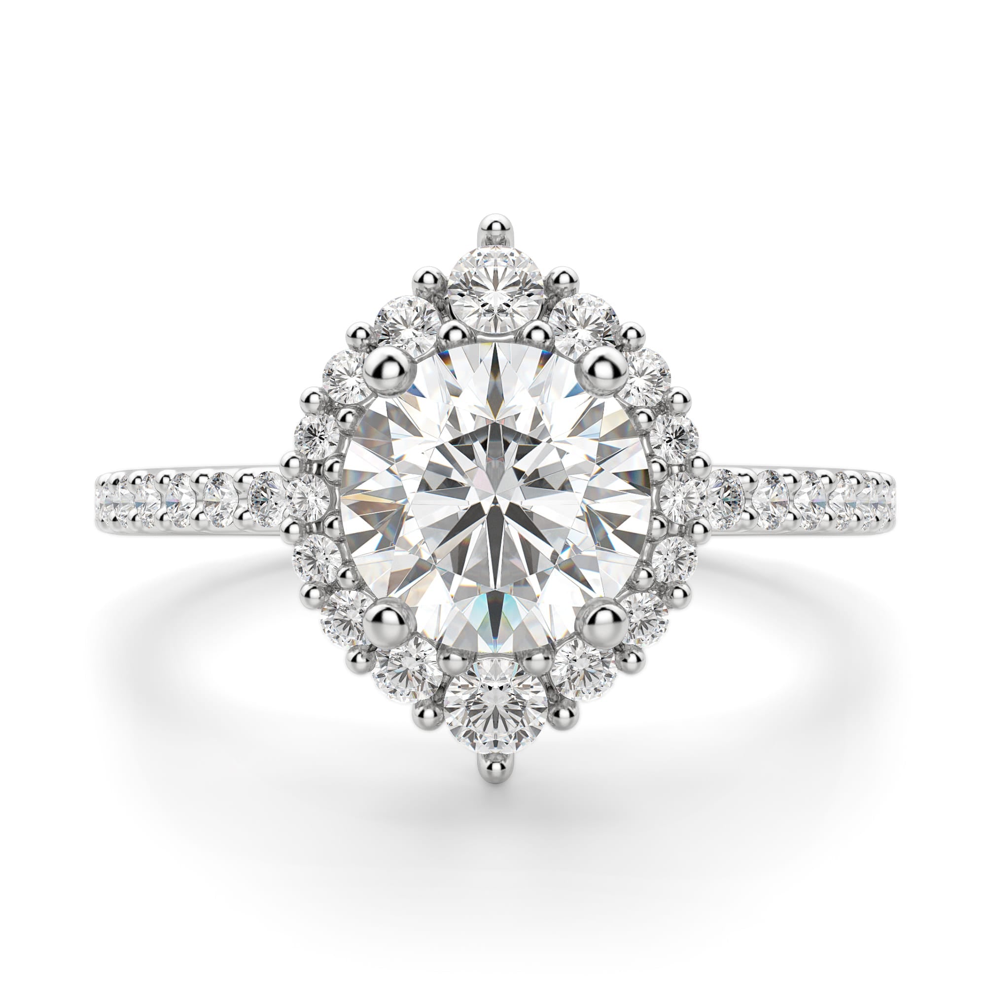 Round Brilliant Cut Halo Moissanite Ring