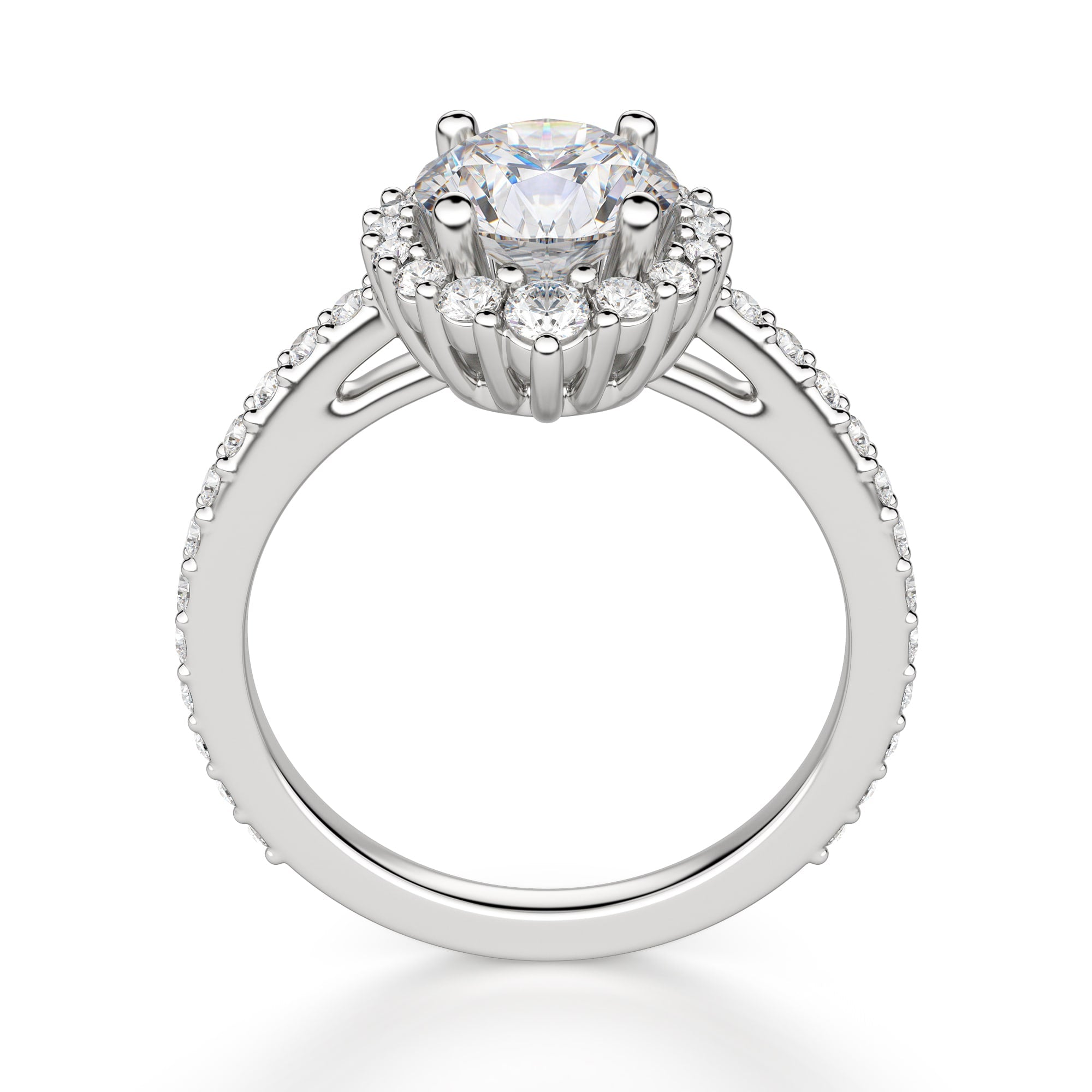 Round Brilliant Cut Halo Moissanite Ring