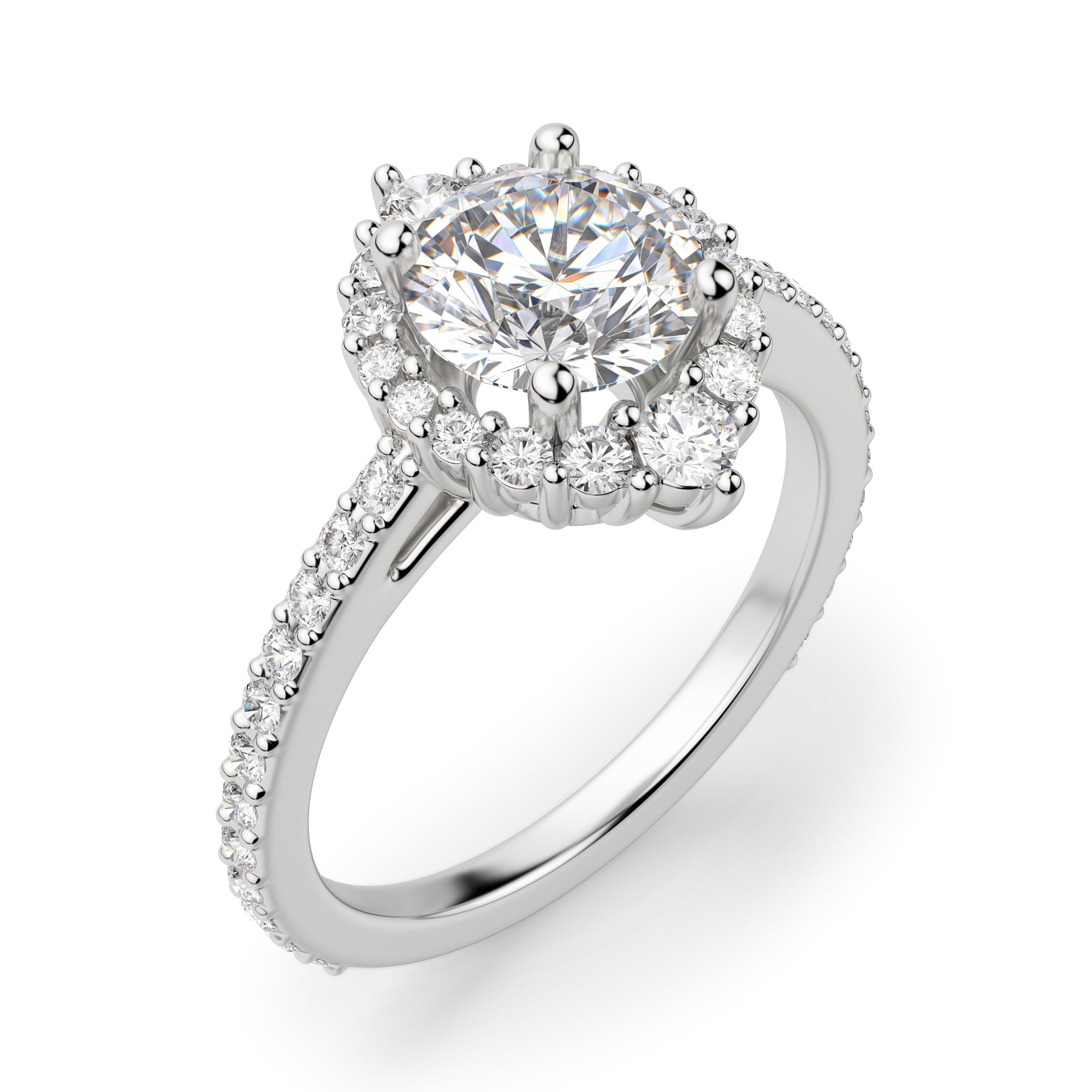 Round Brilliant Cut Halo Moissanite Ring