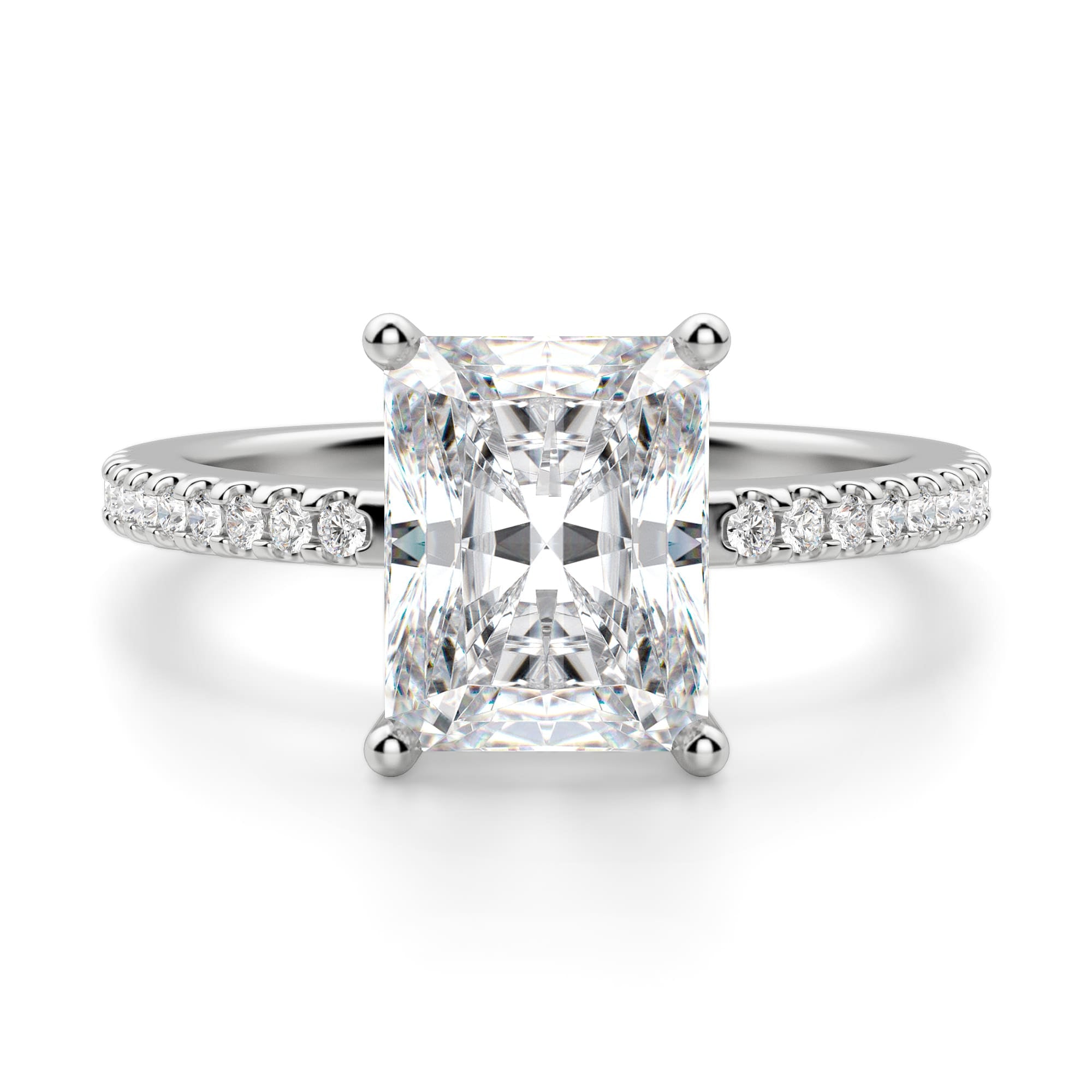 Basket Set Radiant Cut Lab Grown  Diamond Pave Set Engagement Ring