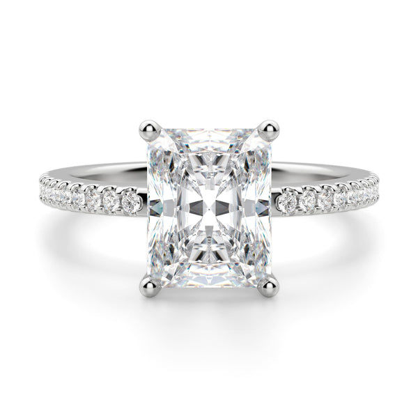 Basket Set Radiant Cut Lab Grown  Diamond Pave Set Engagement Ring
