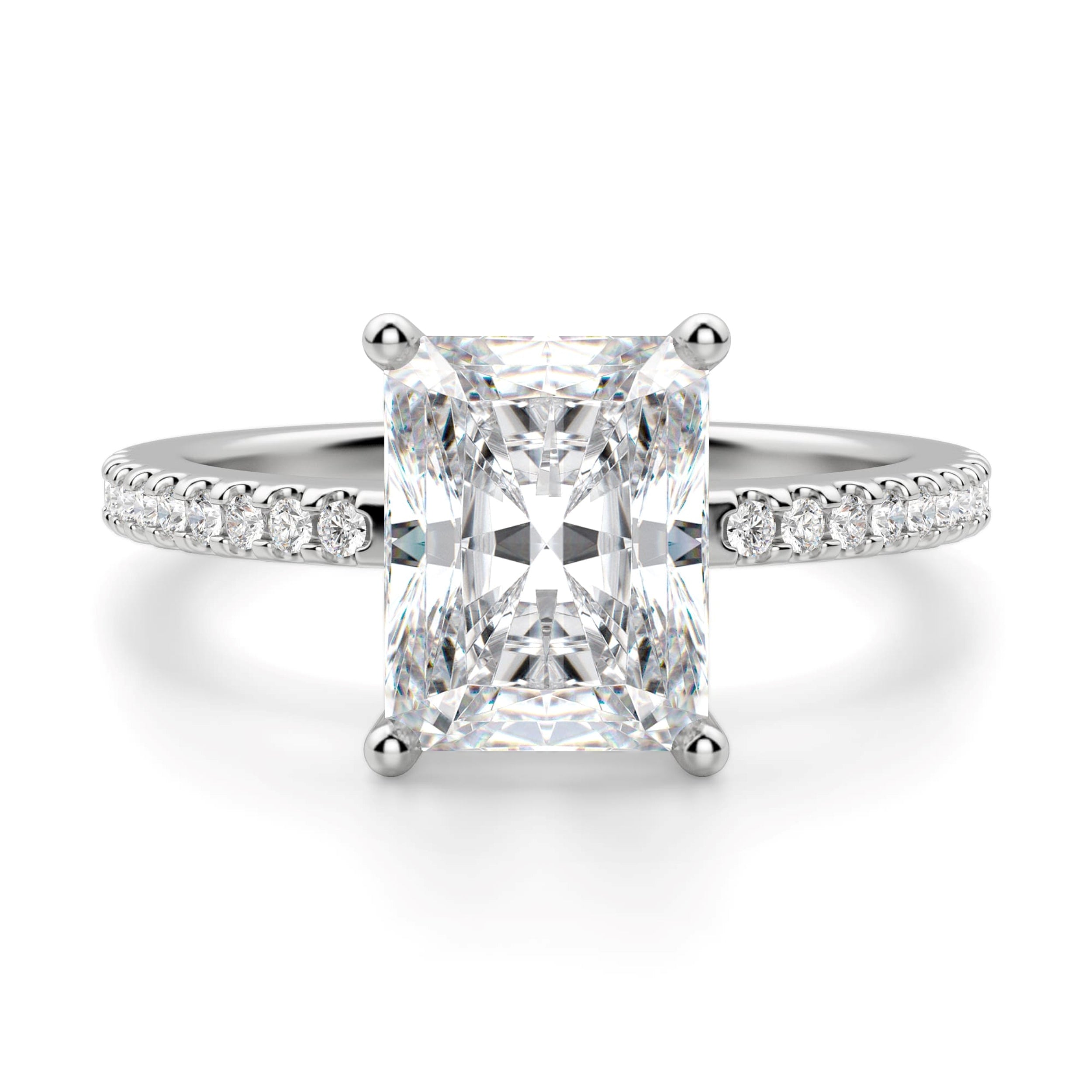 Radiant Cut Basket Set Moissanite Engagement Ring