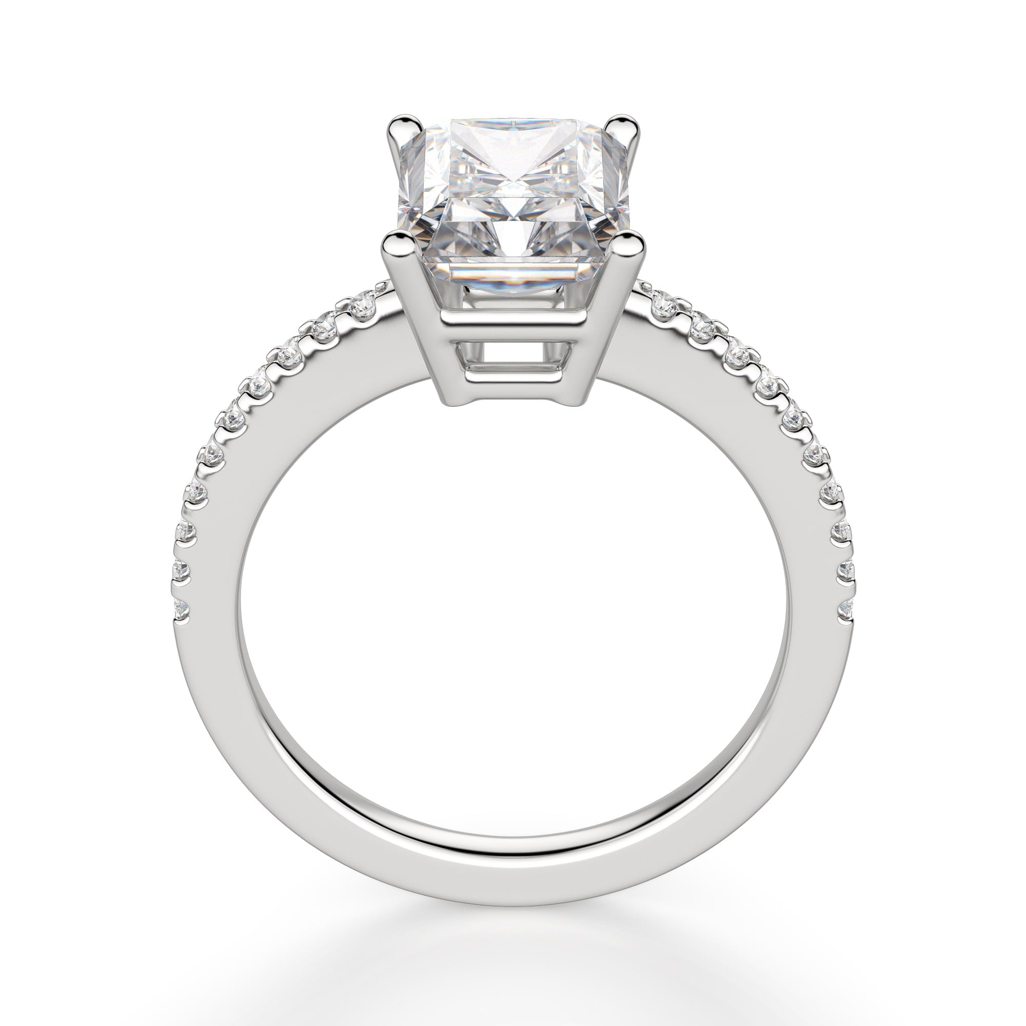 Basket Set Radiant Cut Lab Grown  Diamond Pave Set Engagement Ring