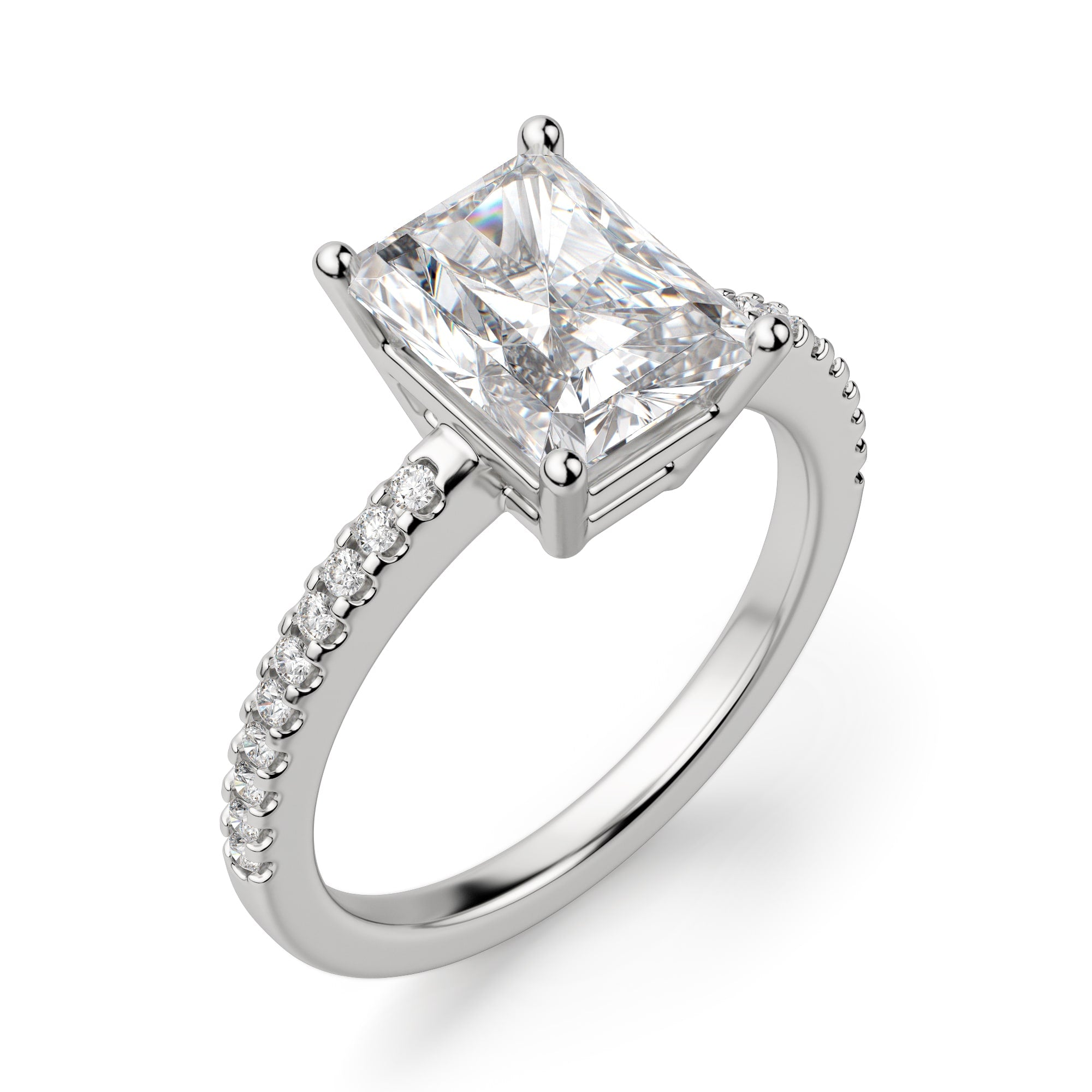 Basket Set Radiant Cut Lab Grown  Diamond Pave Set Engagement Ring