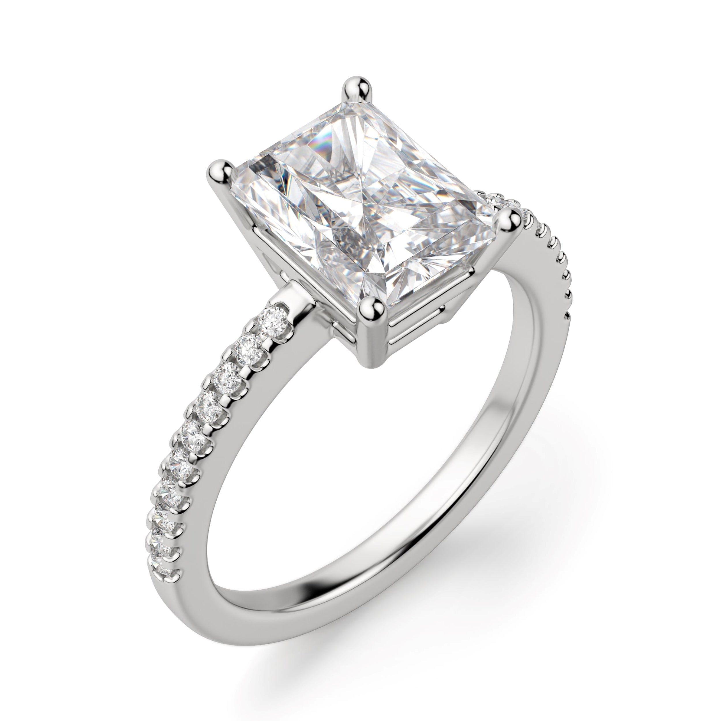 Radiant Cut Basket Set Moissanite Engagement Ring