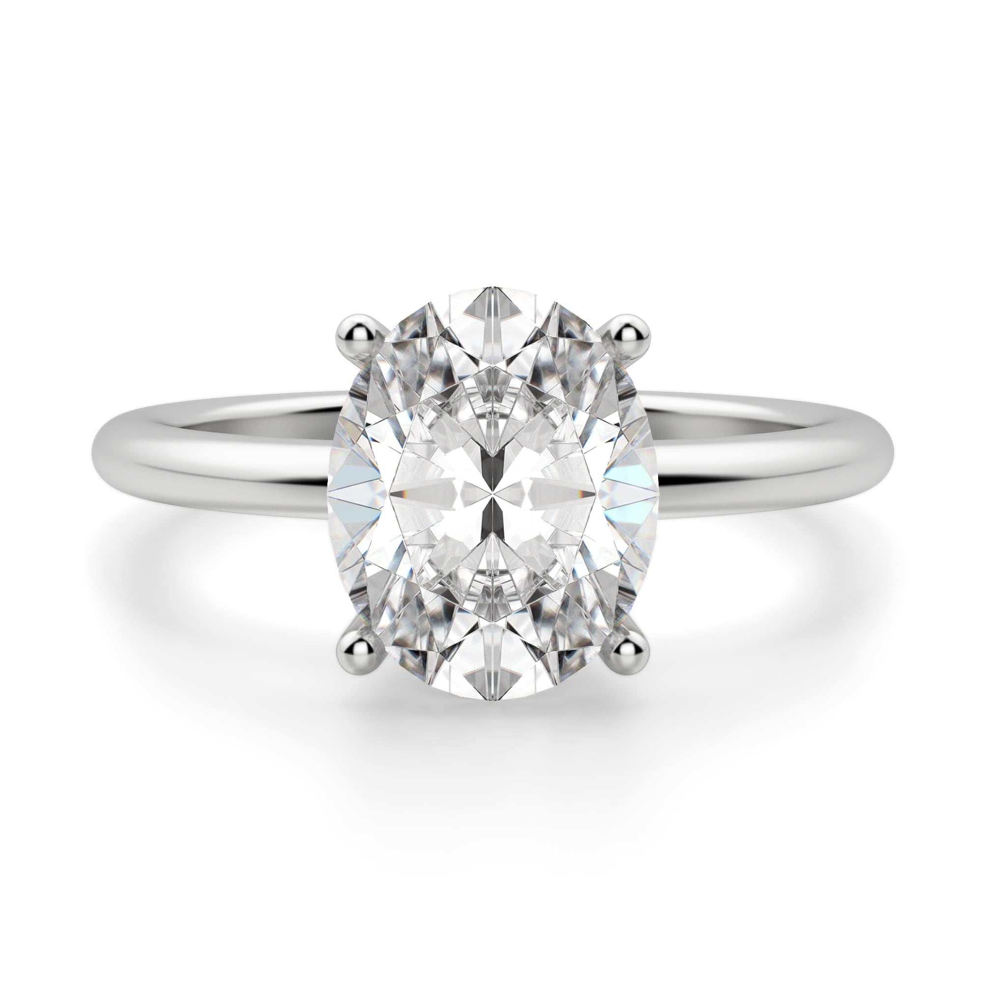 Oval Cut Basket Set Solitaire Engagement Ring